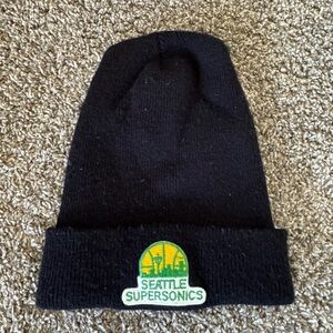 Seattle SuperSonics Black Knit Winter Hat with Folded Cuff